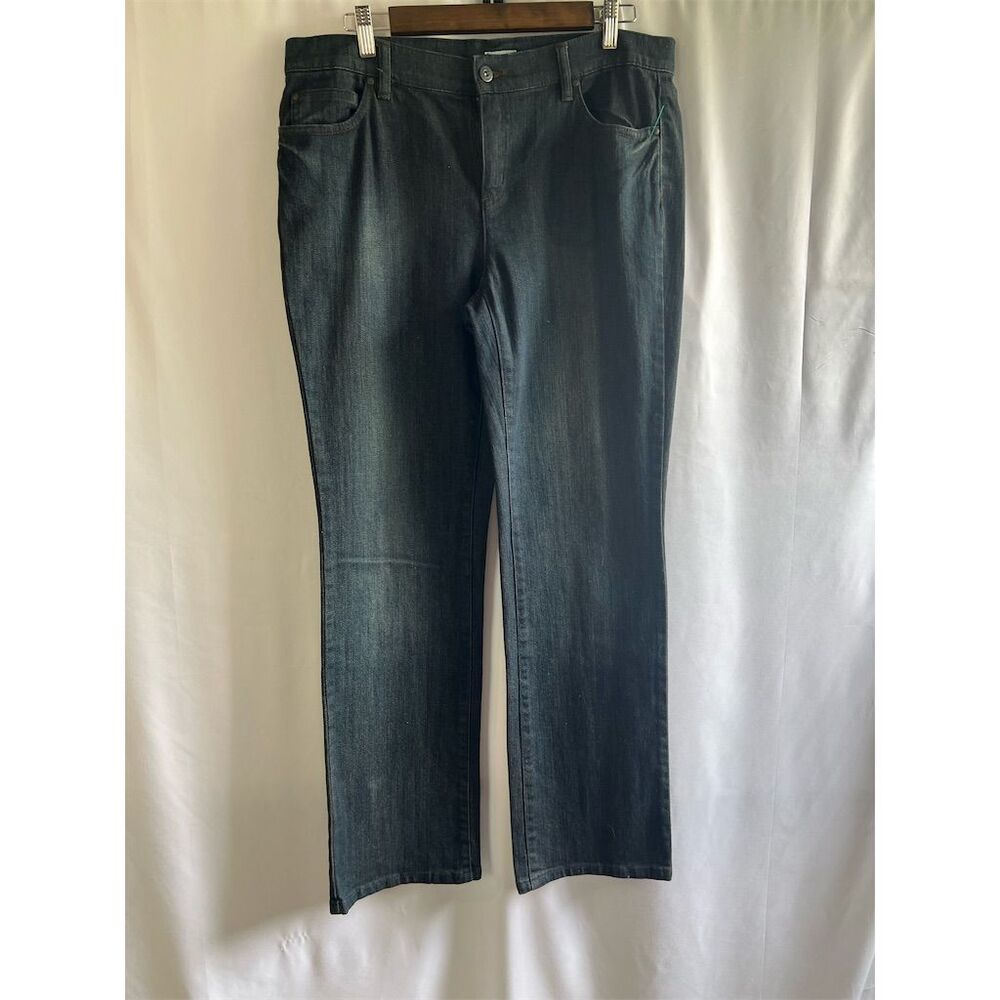 VENEZIA Women's Size 12 Blue Straight Jeans Dark Wash Stretch Denim